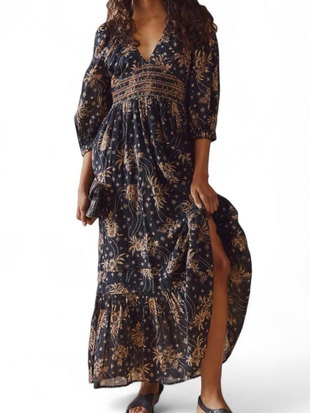 Free People Golden Hour Maxi Dress in Black and Gold